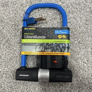 WordLock 14 mm Steel Shackle Match Word On Key With Lock Black & Blue 4.5" x 8" - Picture 1 of 2