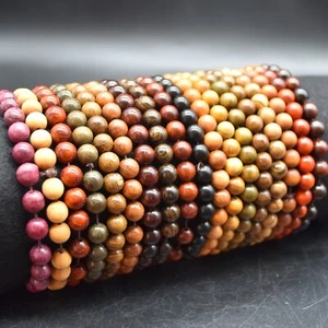 Mala Prayer Round Wood Bead Bracelet Sample Strand - 8mm - 19 Options - Picture 1 of 21