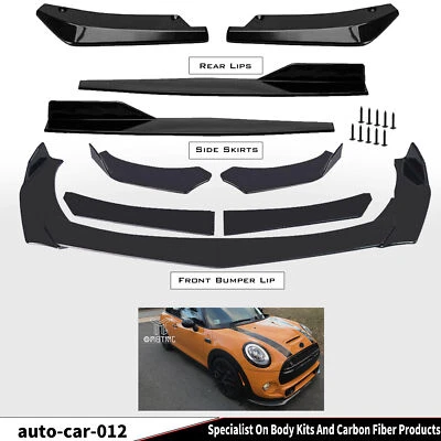 Kit de cuerpo de alerón inferior divisor de labios parachoques delantero negro brillante para Mini Cooper Foto 1 de 4