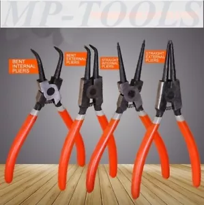 SET PINZE PER ANELLI ELASTICI INTERNI ESTERNI SEEGER 165mm 4pz - Foto 1 di 1