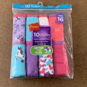 Hanes Girls Size 16 Colorful Printed Cotton Tagless Hipster Underwear 8 Pack NWT - Picture 1 of 7