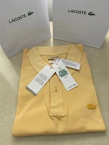New : LACOSTE Men's Yellow Polo T-Shirt Logo Size 4 UK M : New with Tags - Picture 1 of 10