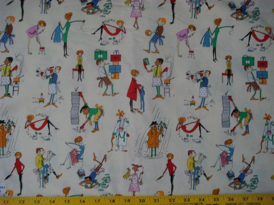 Tela de algodón blanca por yarda BTY Cleaning Day Doing Chores  Foto 1 de 1