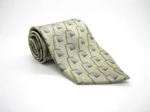 Corbata J. FERRAR Seda Beige Multicolor Patrón Geométrico Hecha en Costa Rica - Imagen 1 de 2