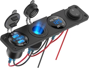 Prise USB 4 en 1-12V accessoires camping-car commutateur marin prise panneau, PD3.0 et double QC - Photo 1 sur 12