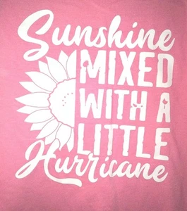 Youth Large Pink Graphic T-shirt Sunshine, Hurricane, Funny, Sunflower BNWT - Picture 1 of 2