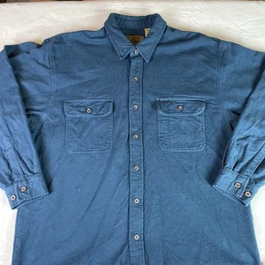 Moose Creek Flannel Button Down Shirt Mens XL Teal Workwear Pockets Heavyweight - Picture 1 of 14