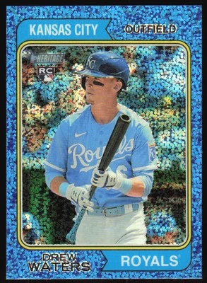 2023 Topps Heritage Drew Waters #96 Chrome Blue Sparkle Refractor RC Royals - Image 1 of 2