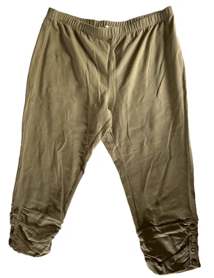 Pantalones cortos Soft Surroundings Beau para mujer grandes Riverstone marrón dobladillo con botones nuevos con etiquetas Foto 1 de 4