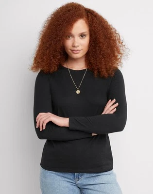 Hanes Women's Long Sleeve Crewneck T-Shirt 100% Cotton Tee Tagfree Size S to 2XL - Image 1 of 4