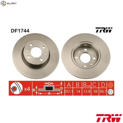 2x BRAKE DISC DF1744 FOR FIAT LANCIA 8144.97.2400/97 2.5L 8144.97S/97Y 2.5L 4cyl - Image 1 of 4