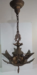 Hanging lamp Slip shade Antique Parts crafts Chandelier For Parts No Shades - Picture 1 of 14