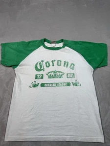 Vintage Corona T Shirt Size Large Green Cerveza League Crazy Fade USA - Picture 1 of 7