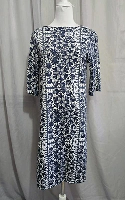 Marimekko Dress s.S Bella Simbad Blue & White Floral 3/4 Sleeves  - Image 1 of 4