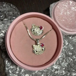 Sanrio Hello Kitty necklace and ring with stones Original box included Japan - Picture 1 of 12