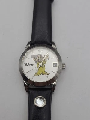Disney Women MU1019 Dopey Round Quartz Analog Watch Black Band New Battery Works - Image 1 of 4