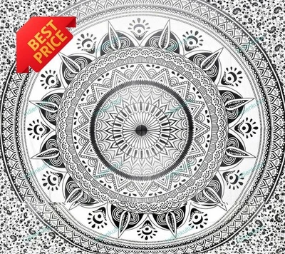 Conjunto de capa de edredom indiana colcha floral mandala cinza Doona - Imagem 1 de 4