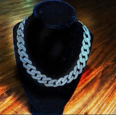 Corrente de tênis Moissanite 925 prata esterlina 3mm 20" passa no teste de diamante - Imagem 1 de 2