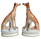 Staffordshire Gorgeous Whippet /GreyHound Mantle Dog Pair ~9” tall~Beautiful