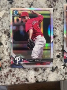 Tarjeta Bowman Chrome Refractor Prospect 2018 309/499 Phillies Scott Kingery #BCP65 - Imagen 1 de 1
