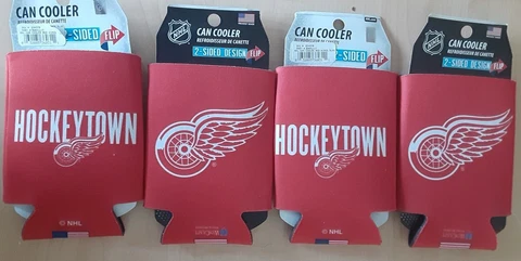 4x NHL Detroit Red Wings Koozie Cold Neoprene CAN COOLER Hockeytown Cover