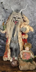 OOAK Krampus Moving Doll Creepy 27.75" Electric Light Christmas Artist Signed - Picture 1 of 24