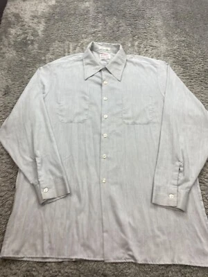 Vtg McGregor Shirt Mens 18.5 Extra Long Scotset Gray Herringbone Oxford 70s 80s - Image 1 of 4