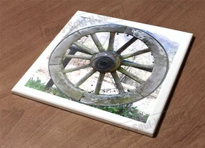 HotPlate Kitchen Trivet Holder Ceramic Tile wheel tree snow nature view design - Picture 1 of 1