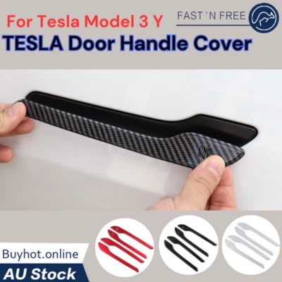 4Pcs Car Door Handle Cover Handlebar Protector For Tesla Model 3 Y Accessories - image 1 of 4