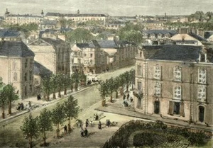 VUE DE LA VILLE DU MANS Tirage gravure du 19eme siècle rehaussée à l'aquarelle. - Imagen 1 de 4
