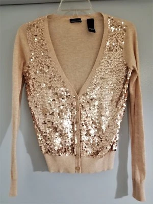 AUTH MODA INTERNATIONAL 100% COTTON CARDIGAN SEQUINS SWEATER NWOT PEACH SZ XS - Image 1 of 4