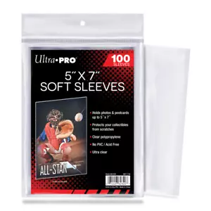 Ultra PRO 100CT 5" x 7" Non-PVC Premium Soft Card Sleeves For Photos Postcard - Picture 1 of 1