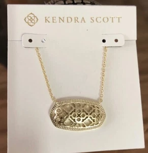 Nuevo Collar W Tag Kendra Scott Dollie Filigrana Chapado en Oro Nuevo con Etiquetas - Imagen 1 de 7
