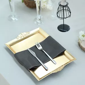 2 GOLD 14" SERVING TRAYS Rectangular Embossed Rim Wedding Party Events Supplies - Picture 1 of 6