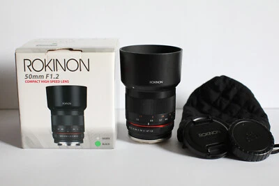 Lente Rokinon 50 mm f/1,2 AS UMC CS para Canon EF-M en caja con filtro UV de 62 mm Foto 1 de 3