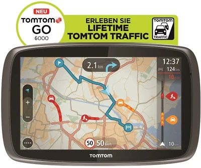 TomTom GO 6000 M Europa Lifetime HD-Traffic + Free 3D Maps EU XXL Tap&Go GPS WOW - Bild 1 von 3