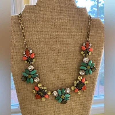 Stella & Dot зеленый желтый и оранжевый нагрудник заявление ожерелье - Изображение 1 из 4