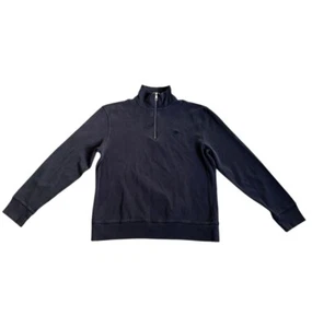 Burberry Brit 1/4 Zip Pullover Sweater Men's XL Navy Blue With Nova Check Trim - Picture 1 of 10