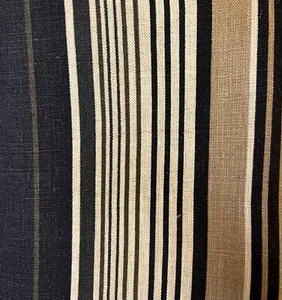 Stof of Denmark Black / Tan / Cream Stripe linen fabric. 1/2 metre. 60 ins wide