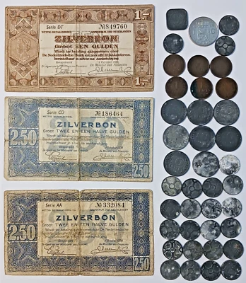 Netherlands Banknotes (3 pcs) coins (40 pcs) 1932 - 1938 - Image 1 of 4