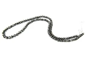 AAA 3mm inches Certified BLACK DIAMOND NECKLACE 18" Jet Black-Round Shine Look - Picture 1 of 6