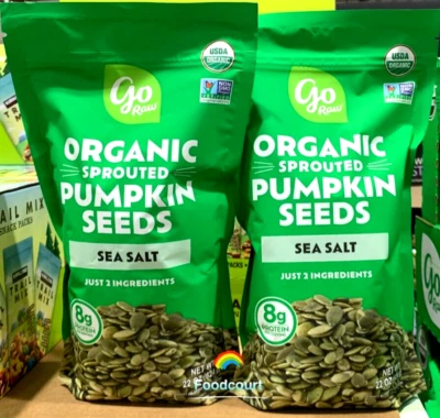 2 Packs Go Raw Organic Sprouted Pumpkin Seeds with Sea Salt 22 oz Each - Image 1 of 4