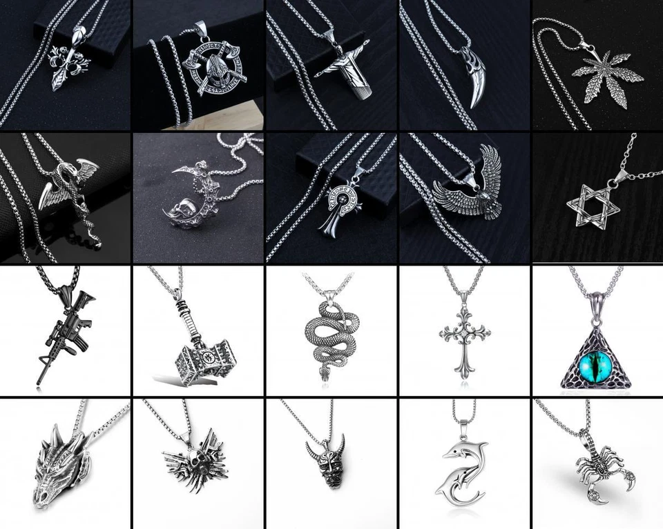 ★TheQ★ Halskette mit Kette Metall Anhänger Damen Herren Schmuck 160 Form - Bild 1 von 1