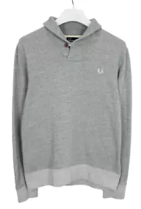 FRED PERRY M9318 Sweatshirt Men's MEDIUM Shawl Collar Pullover Melange Logo - Picture 1 of 8