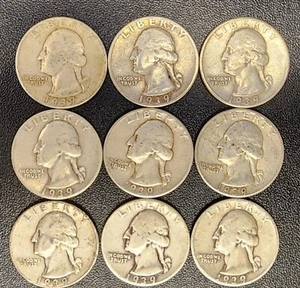 1939-p Washington Quarter Average Grade of Coin You Will Receive is Photographed - Picture 1 of 2
