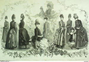 Gravure de mode La Mode illustrée (Maison Coussinet) Pardessus hiver - Picture 1 of 1