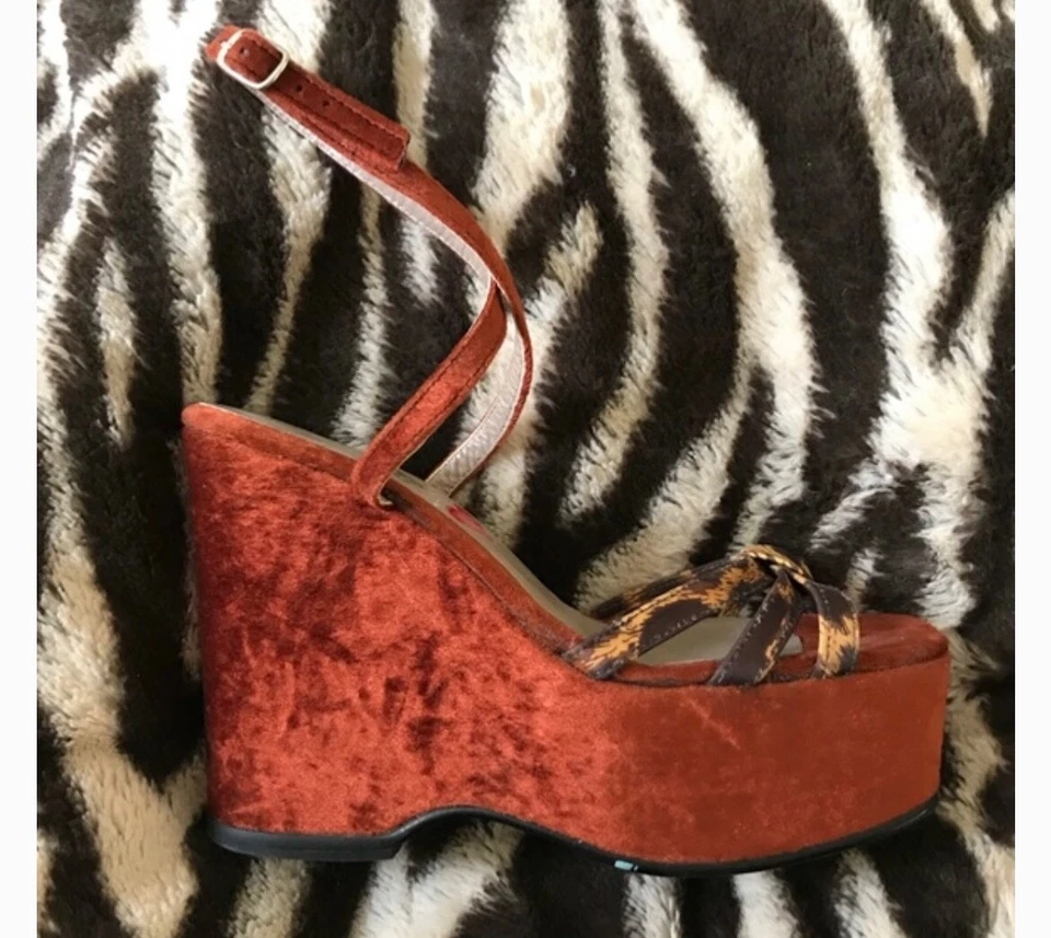 LUICHINY España VINTAGE Leopardo Pinup Estilo PLATAFORMA Tacones 7B Foto 1 de 4