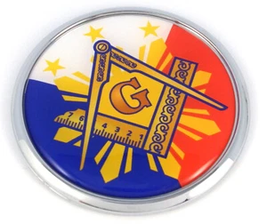 Mason Philippines Flag 2.75" Car Chrome Round Emblem Decal 3D sticker badge - Imagen 1 de 7