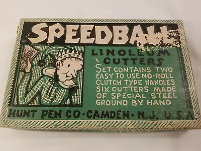 SPEEDBALL Linoleum Cutters Vintage 6 Cutters In Original Box Hunt Pen, Camden EE • 18.28€