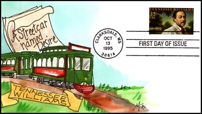 Scott 3002 32 Cents Tennessee Williams Melissa Fox Hand Painted FDC 4 Of 8 - Image 1 of 2